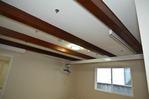 1 – Finished X-Y system in room with exposed beams